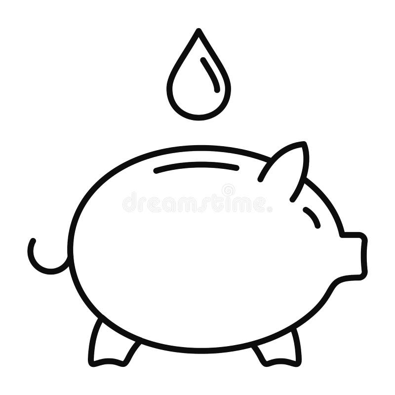 Sparen het waterpictogram van het spaarvarken, overzichtsstijl stock illustratie Sparen het waterpictogram van het spaarvarken, overzichtsstijl stock illustratie