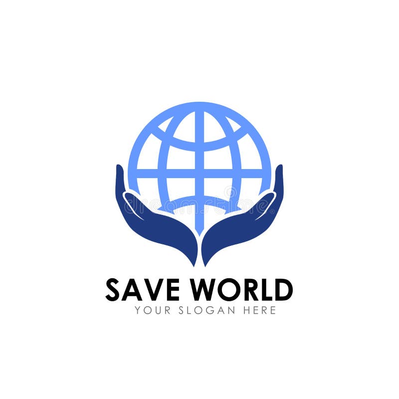 Sparen Sie Weltlogodesign Schutz der Erde-Logo-Designschablone lizenzfreie abbildung Sparen Sie Weltlogodesign Schutz der Erde-Logo-Designschablone lizenzfreie abbildung