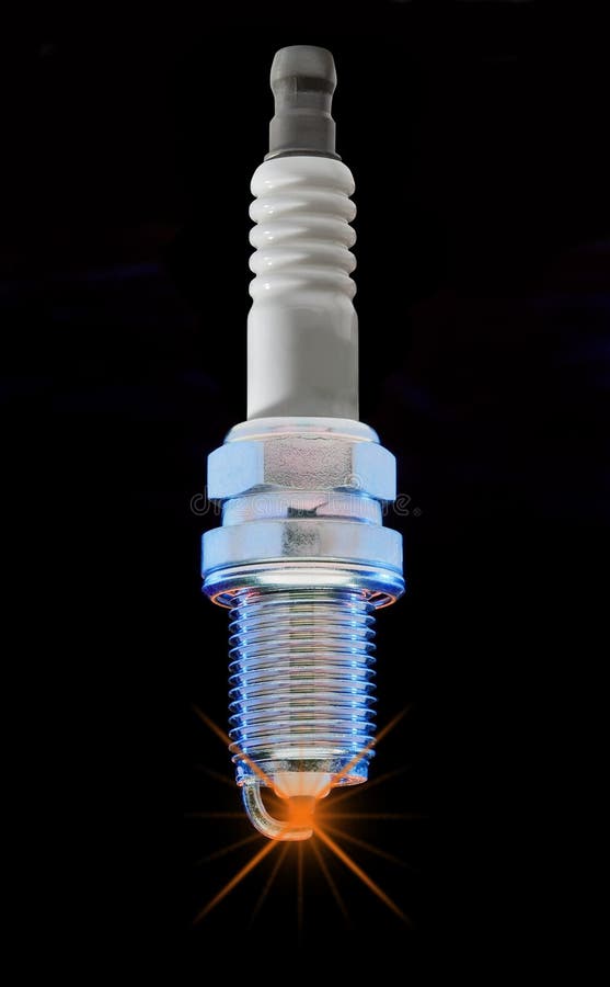 Spark plug on black