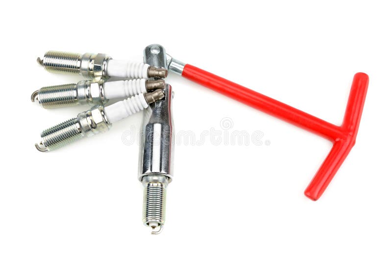 Spark Plugs And Sparkplug Key Stock Photo Image of part, repair