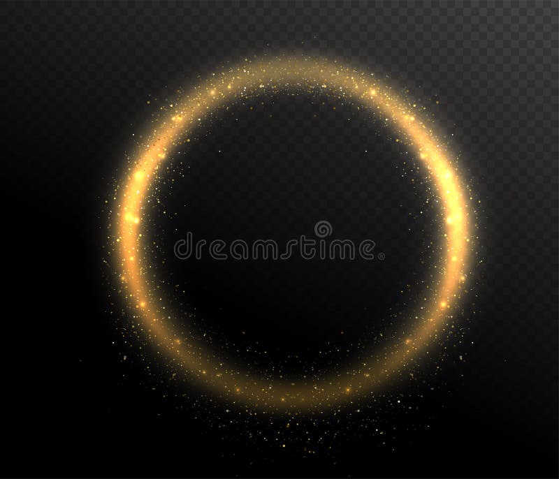 Sparkle glitter circle round shape frame. Glow dust in the air