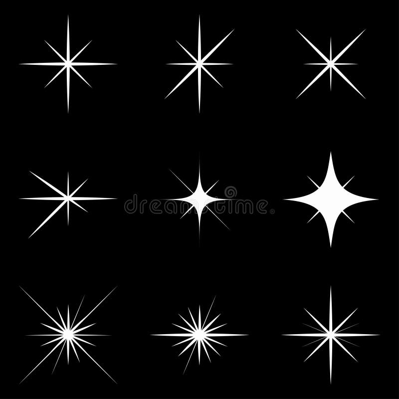Premium Vector  Shine sparkle star icon set. twinkle star black silhouette  for sparkle, glitter light, magic flare effect. isolated vector  illustration.