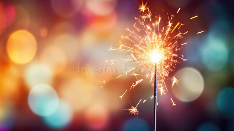 Sparkler Close-Up on Blurry Background royalty free illustration