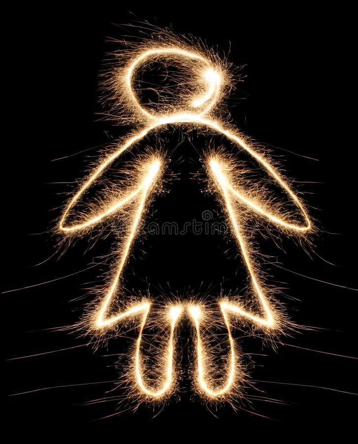 Woman sparkler symbol on dark. Woman sparkler symbol on dark