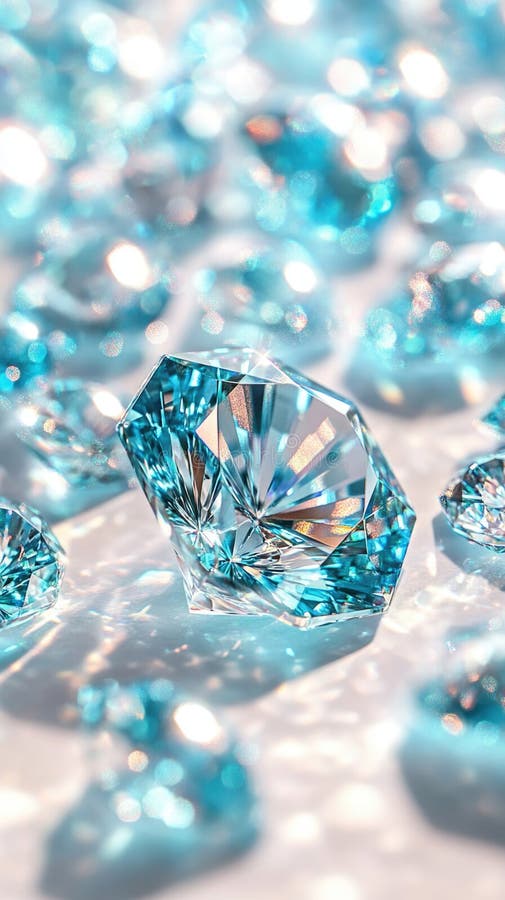 Sparkling blue diamonds in sunlight creating a dazzling display royalty free stock photography