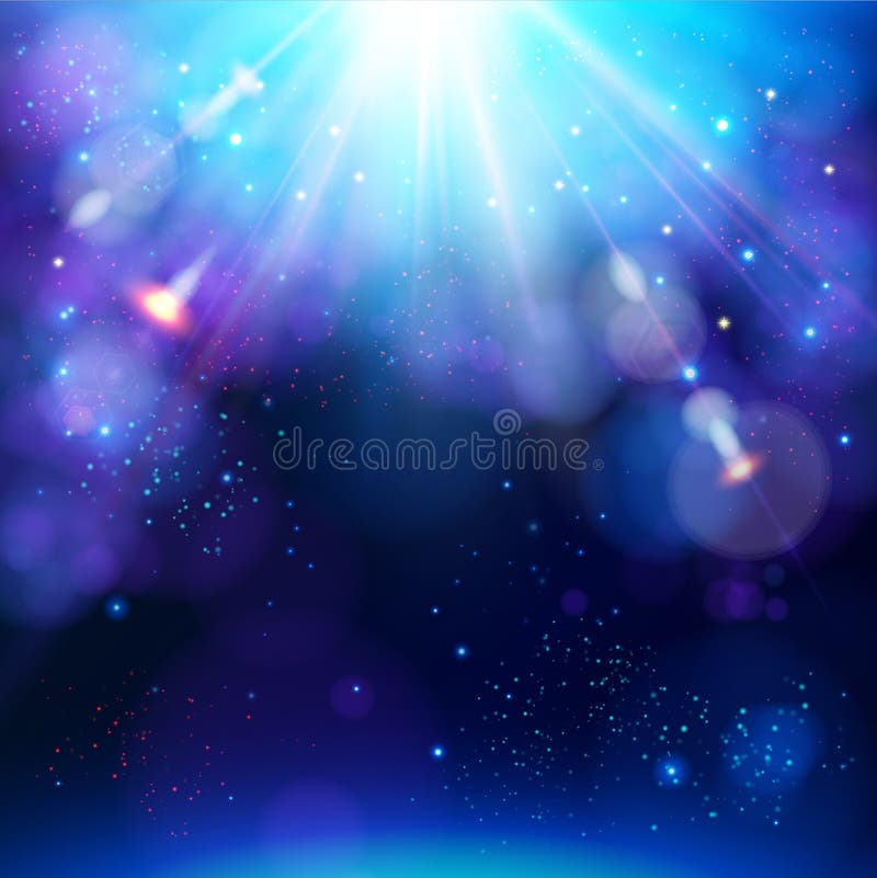 Sparkling blue festive star burst background with a dynamic bright white explosion of rays. royalty free illustration
