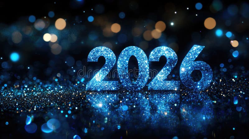 Sparkling Blue 2026 In Glowing Lights For New Year Celebration Happy Sparkling Blue Glowing Lights New Year Celebration Happy 365501876 
