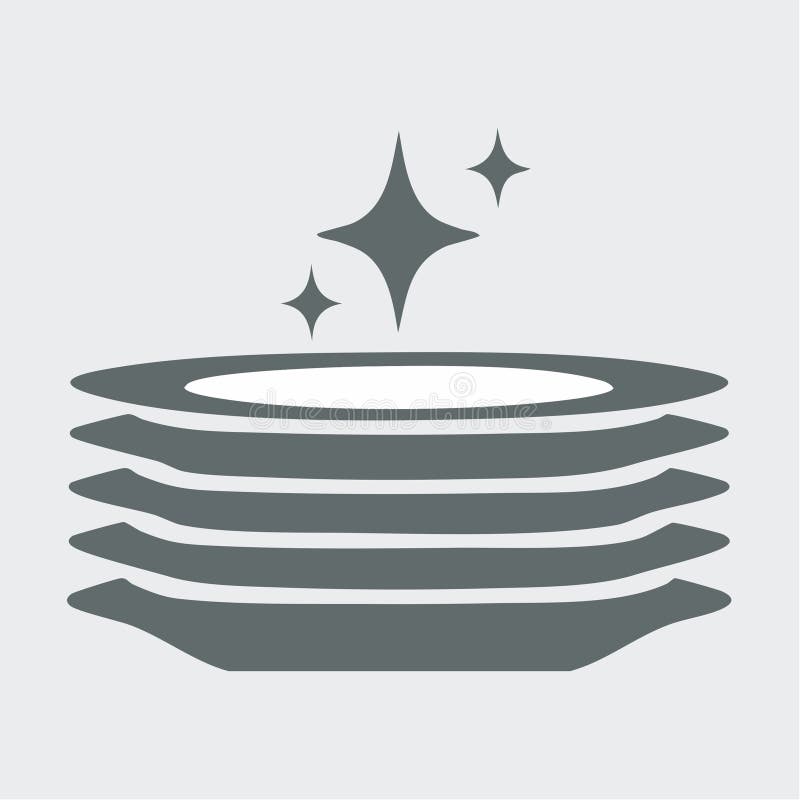 Sparkling Clean Dishes Vector Icon stock illustration