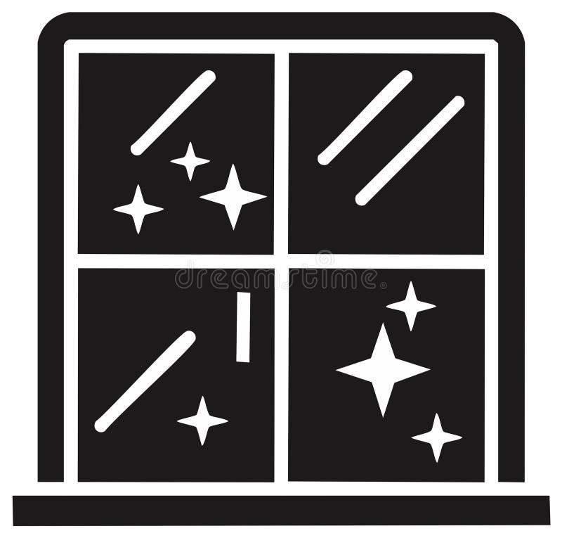 Sparkling Clean Window with Shining Panes Icon Illustration royalty free illustration