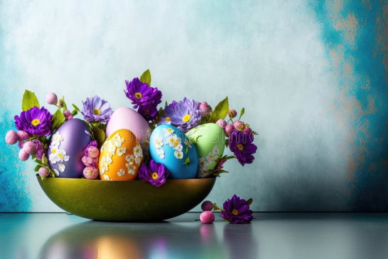 Sparkling Easter Egg Delight. Generative AI Stock Image Image of holiday, flower 269822803