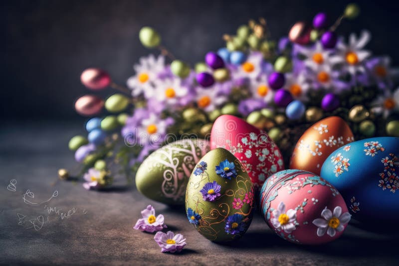 Sparkling Easter Egg Delight. Generative AI Stock Illustration Illustration of greeting