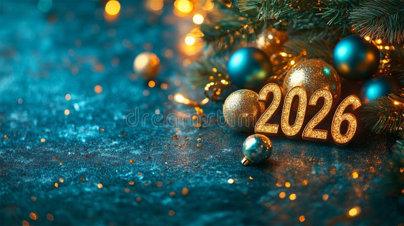 Sparkling Fireworks and Champagne Mark the Festive Beginning of Happy New Year 2026 Celebration vector illustration