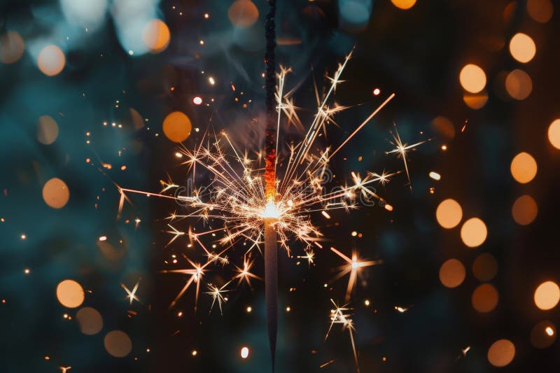 Sparkling fireworks display with bright lights and bokeh. Created with the help of Generative AI tools.