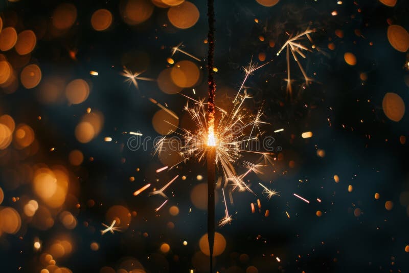 Sparkling fireworks display in the night sky royalty free illustration