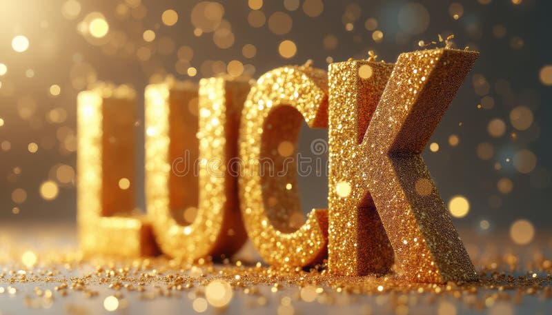 Sparkling golden letters spelling LUCK royalty free stock image