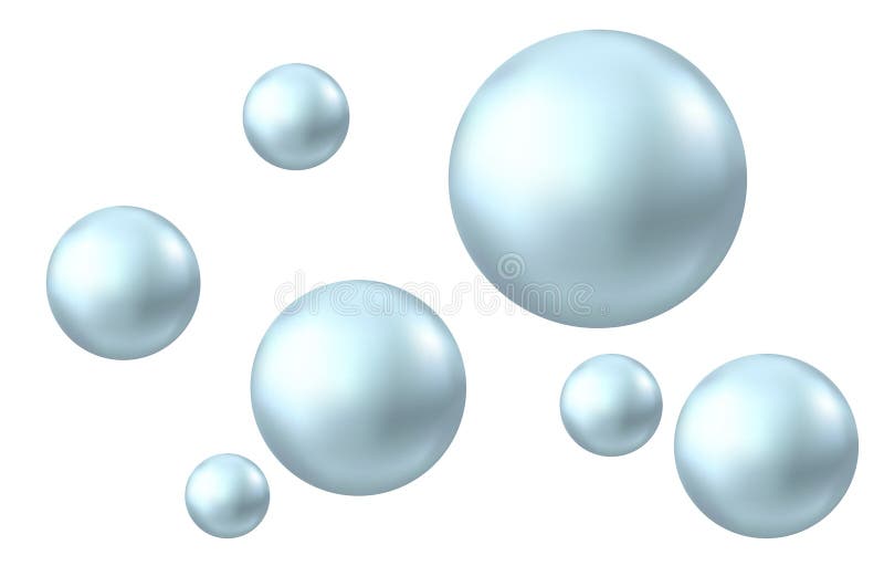 Sparkling oxygen or water bubbles. Blue molecule isolated on white background. Realistic 3d sphere. Vector texture for shampoo, skin cosmetics or science backdrop. Oxygen molecule blue vectors