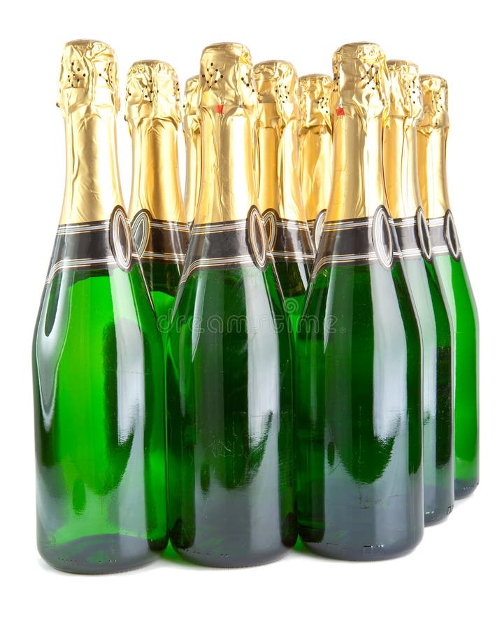 Sparkling Wine Bottles on a White Background Stock Photo Image of