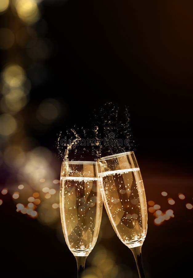 Sparkling wine, champagne, glasses, New Year`s Eve