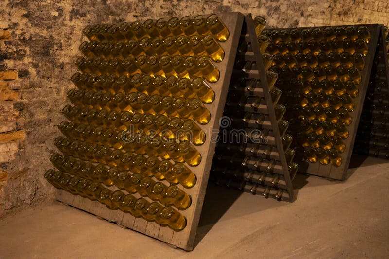 Sparkling Wine Production by Traditional Method in Underground Cellars