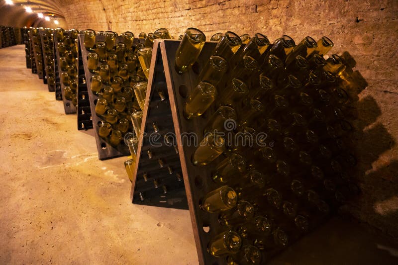 Sparkling Wine Production by Traditional Method in Underground Cellars