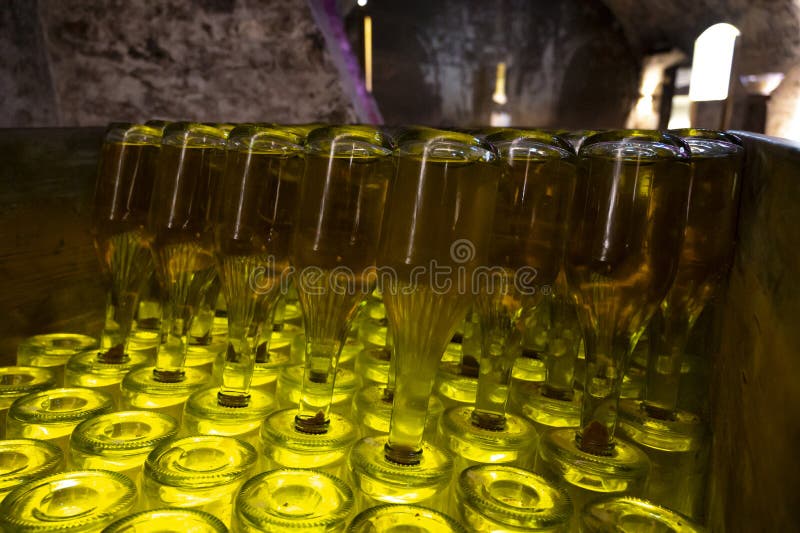 Sparkling Wine Production by Traditional Method in Underground Cellars
