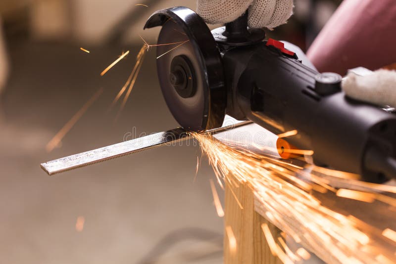 Sparks during Cutting of Metal Angle Grinder Stock Image Image of