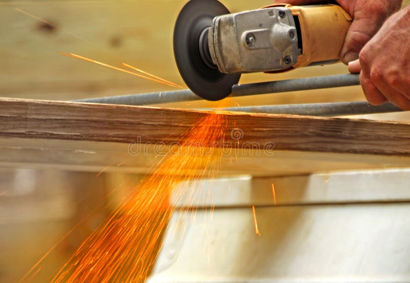 Sparks Cutting Metal Rod stock photo. Image of danger 5611124