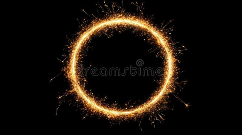Sparks fly actively in a circular pattern, illuminating the darkness with their bright and captivating display of energy royalty free illustration