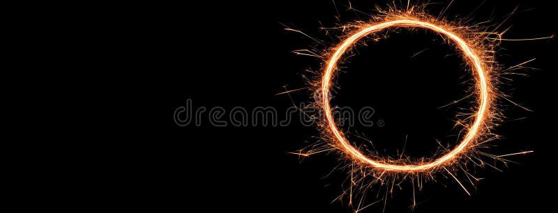 Sparks fly actively in a circular pattern, illuminating the darkness with their bright and captivating display of energy royalty free illustration