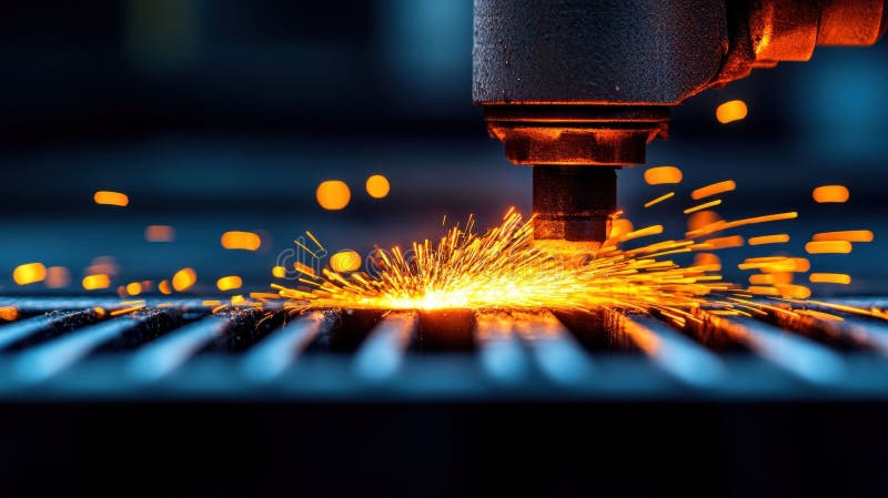 Sparks flying from a machine welding process royalty free illustration