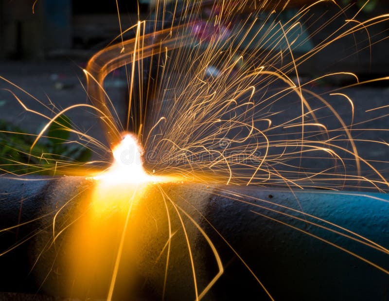 Sparks of the fused metal stock photo. Image of machine 23210416