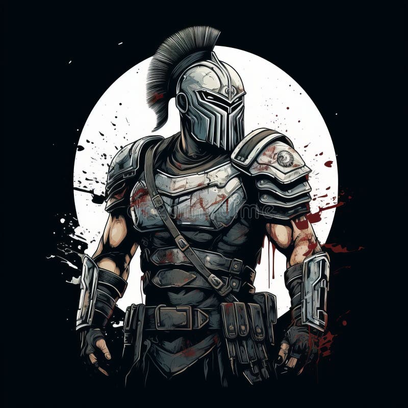 Spartan Helmet: Gothic Chiaroscuro Design for T-shirt Stock ...