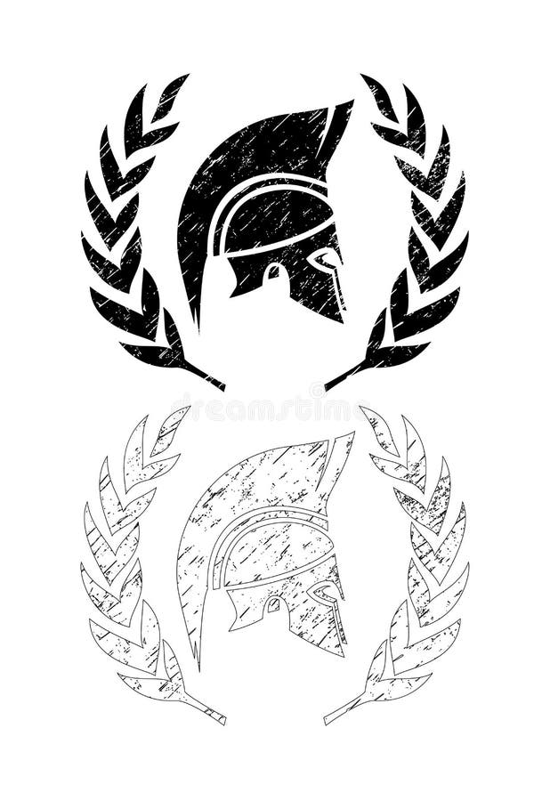Spartan helmet vintage symbol w stylu grunge royalty ilustracja