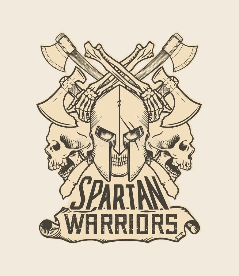 Spartan Warrior Skull Tee shirt design