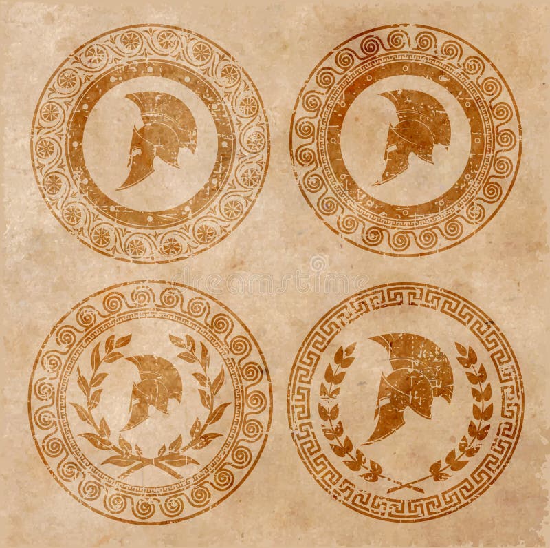 Spartansk hjälm en symbol på gammalt papper i stilgrunge royaltyfri illustrationer Spartansk hjälm en symbol på gammalt papper i stilgrunge royaltyfri illustrationer