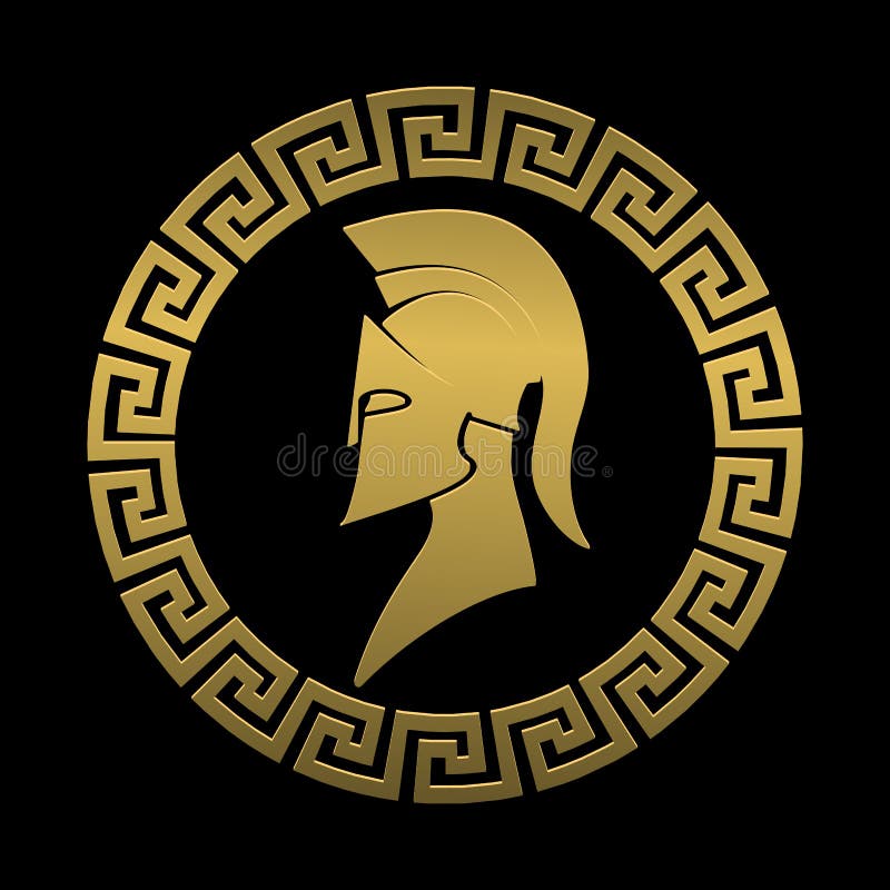 Spartansk krigare för guld- symbol på en svart bakgrund vektor illustrationer Spartansk krigare för guld- symbol på en svart bakgrund vektor illustrationer