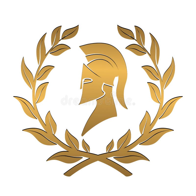 Spartansk soldat för guld- symbol stock illustrationer