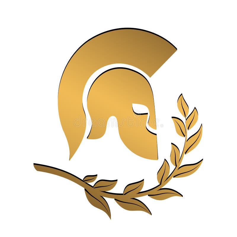 Spartansk soldat för guld- symbol stock illustrationer