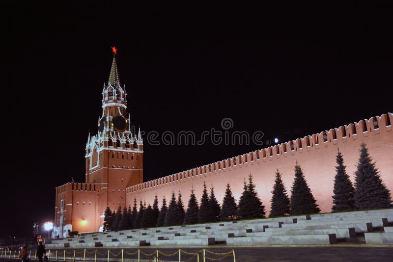 Spasskaya wierza Moskwa Kremlin przy nocą obraz stock Spasskaya wierza Moskwa Kremlin przy nocą obraz stock