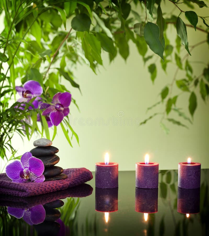 Spastilleben med den zenstenar och orchiden royaltyfri bild Spastilleben med den zenstenar och orchiden royaltyfri bild