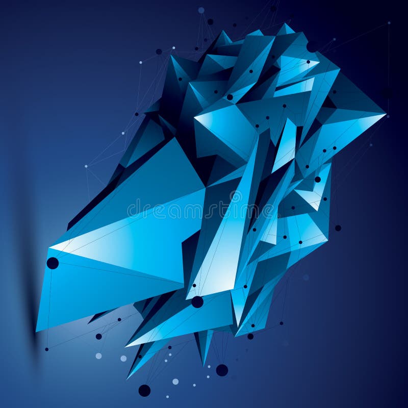 Spatial technological bright shape, polygonal colorful wireframe object. stock illustration