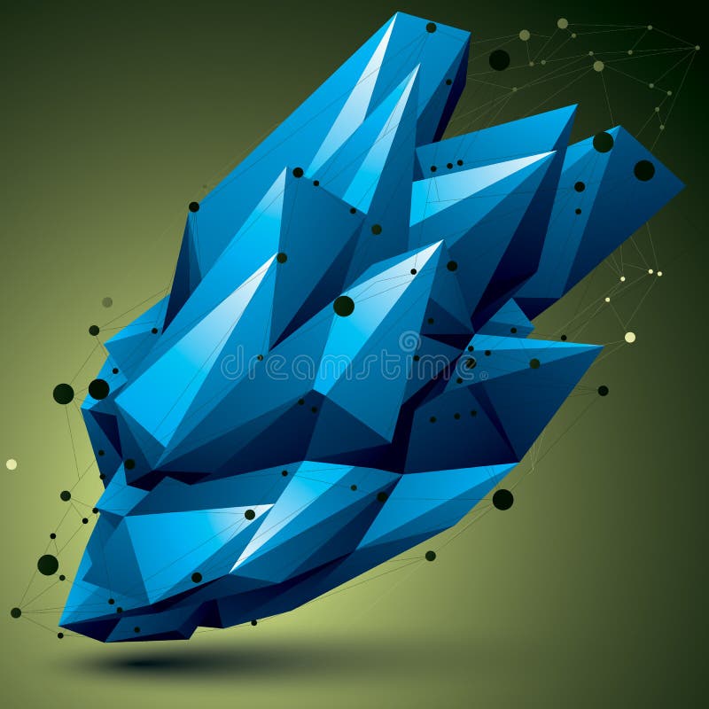 Spatial technological bright shape, polygonal colorful wireframe object. vector illustration