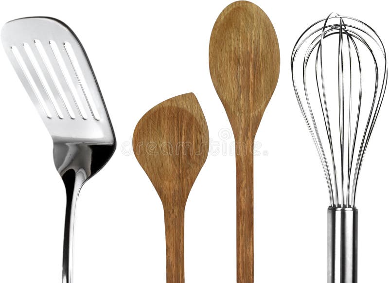 Spatula with Wooden Spoons and Wire Whisk -