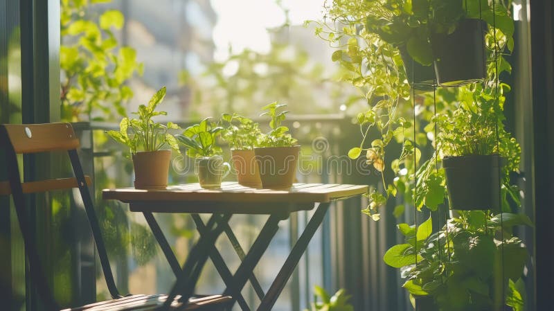 Spazio biofilico interno con giardino verticale di colore chiaro illustrazione di stock