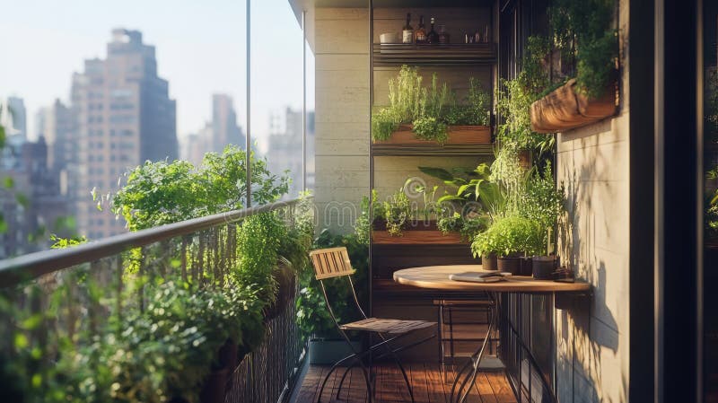 Spazio biofilico interno con giardino verticale di colore chiaro royalty illustrazione gratis