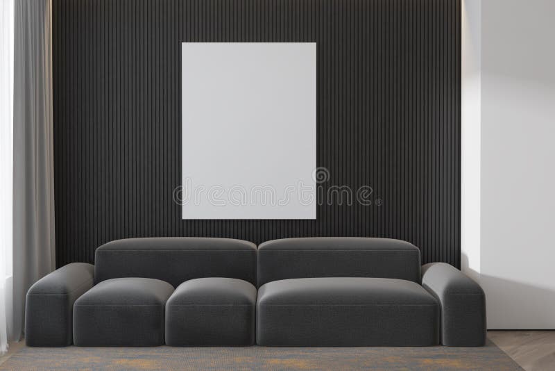 Spazio della copia sul muro di cemento grigio con il manifesto e l'interno adorabile moderno del sofà del salone 3d rendono Model royalty illustrazione gratis Spazio della copia sul muro di cemento grigio con il manifesto e l'interno adorabile moderno del sofà del salone 3d rendono Model royalty illustrazione gratis