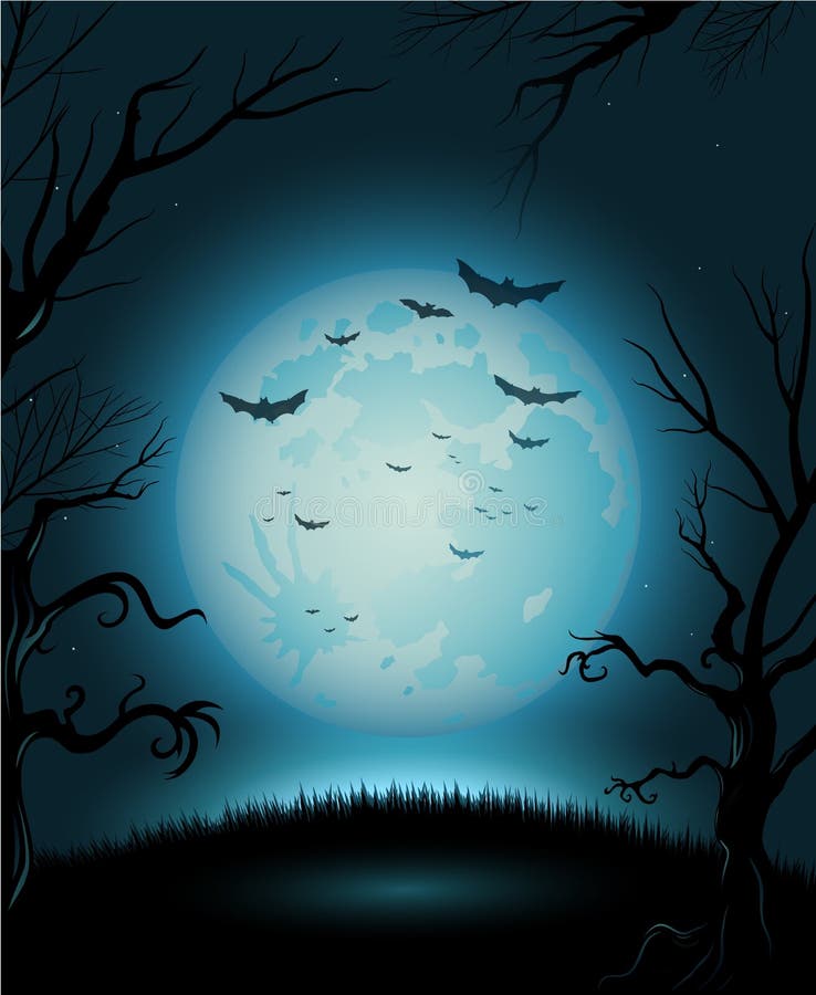 Spazio terrificante della copia della luna piena del manifesto di notte di Halloween