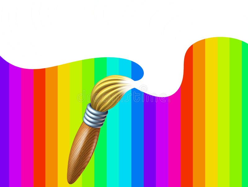 Spazzola di arte con il Rainbow con zona in bianco bianca