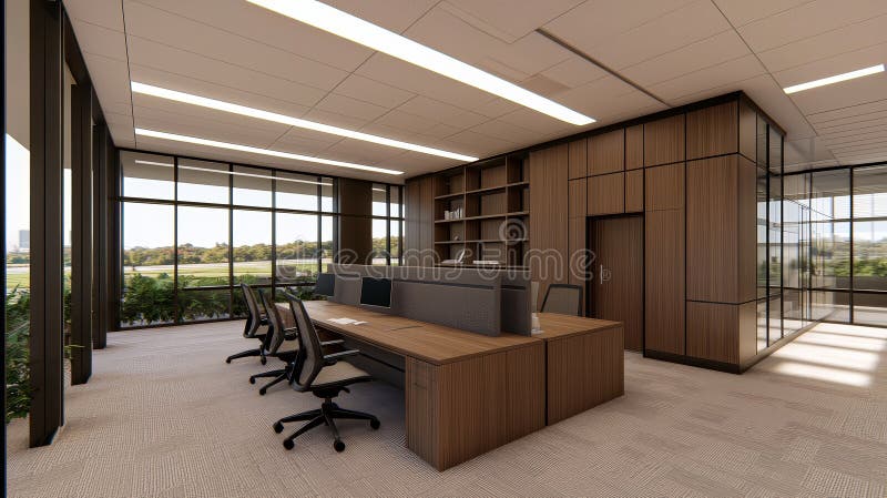 Spațiu de lucru modern pentru birou cu design de rafturi deschise stock image