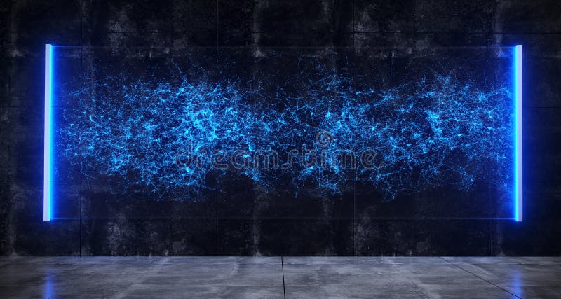 Spațiu de știință futurist cu hologramă de sticlă luminoasă albastră cu lumină albastră și cu vector illustration